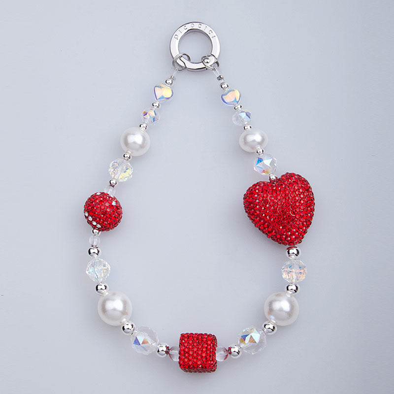 PICOCICI Anti-fall Phone Chain with Rhinestone Heart Cube Decor Beaded Wrist Strap PICOCICI Anti-fall Phone Chain with Rhinestone Heart Cube Decor Beaded Wrist Strap